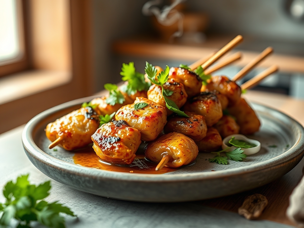 Brochetas de pollo satay