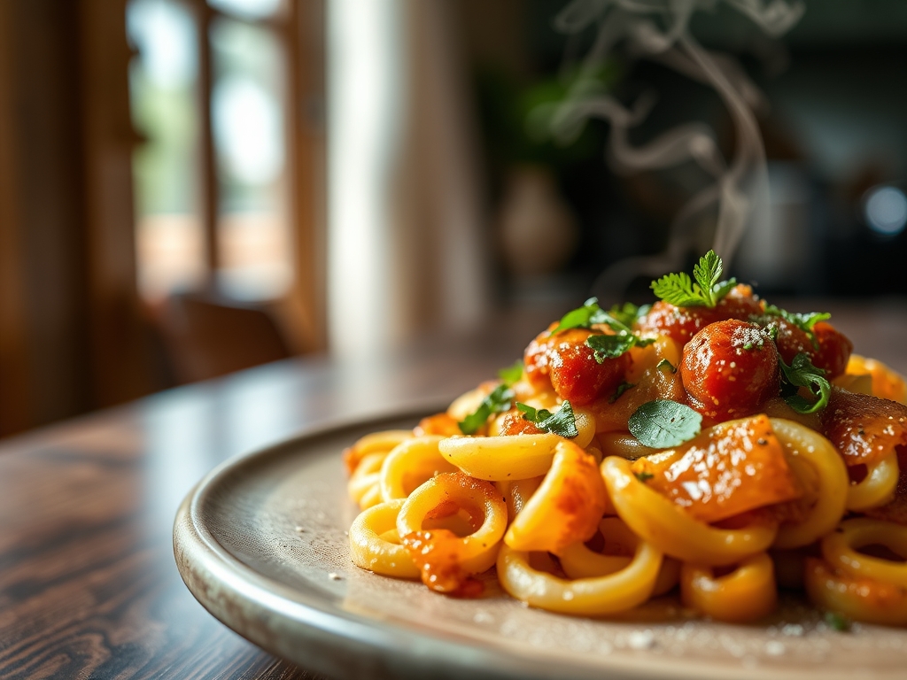 Macarrones con chorizo picante