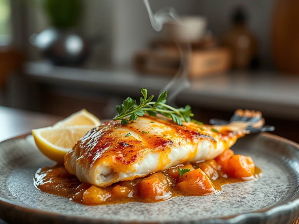 Pescado con salsa de maracuyá