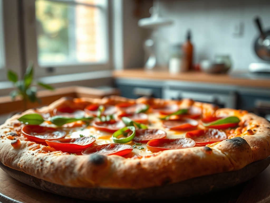 Pizza de pepperoni y jalapeños