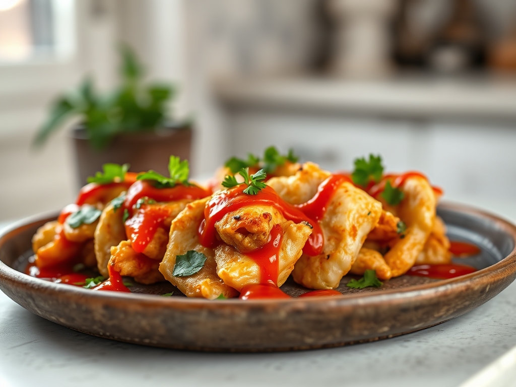 Alitas de pollo con salsa Sriracha