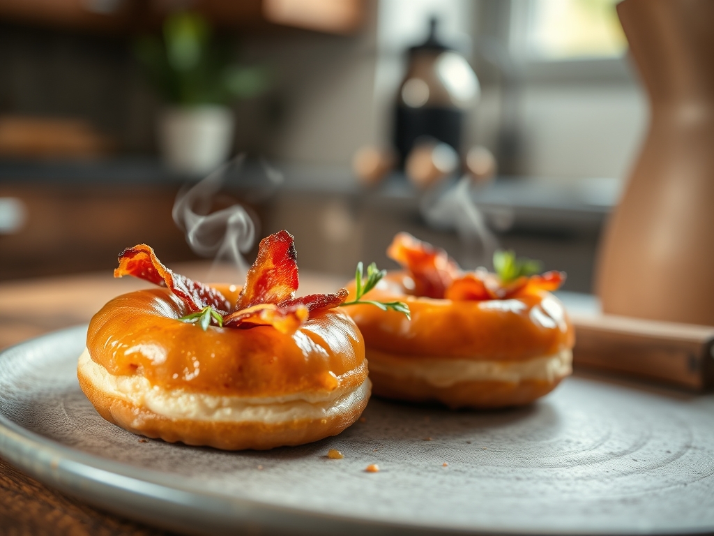 Donuts con toppings de bacon