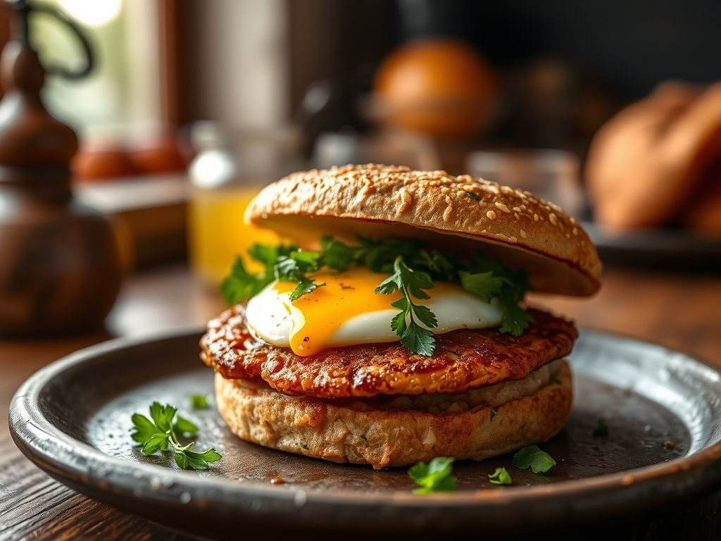 Hamburguesa con huevo frito