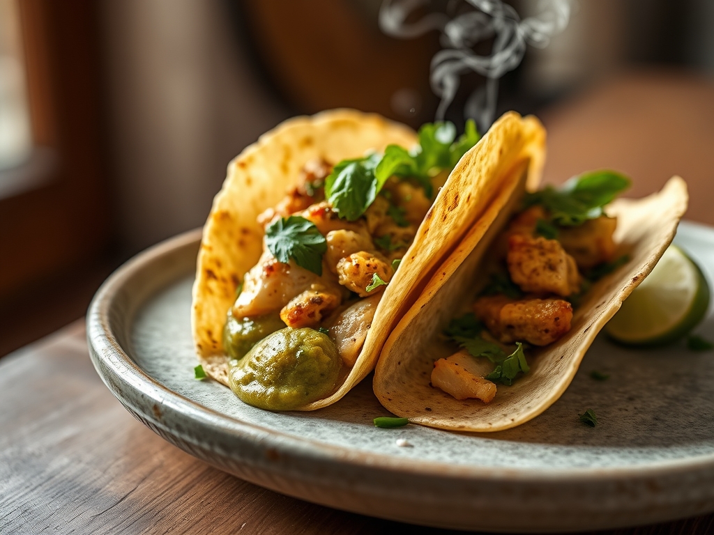 Tacos de pollo con salsa verde